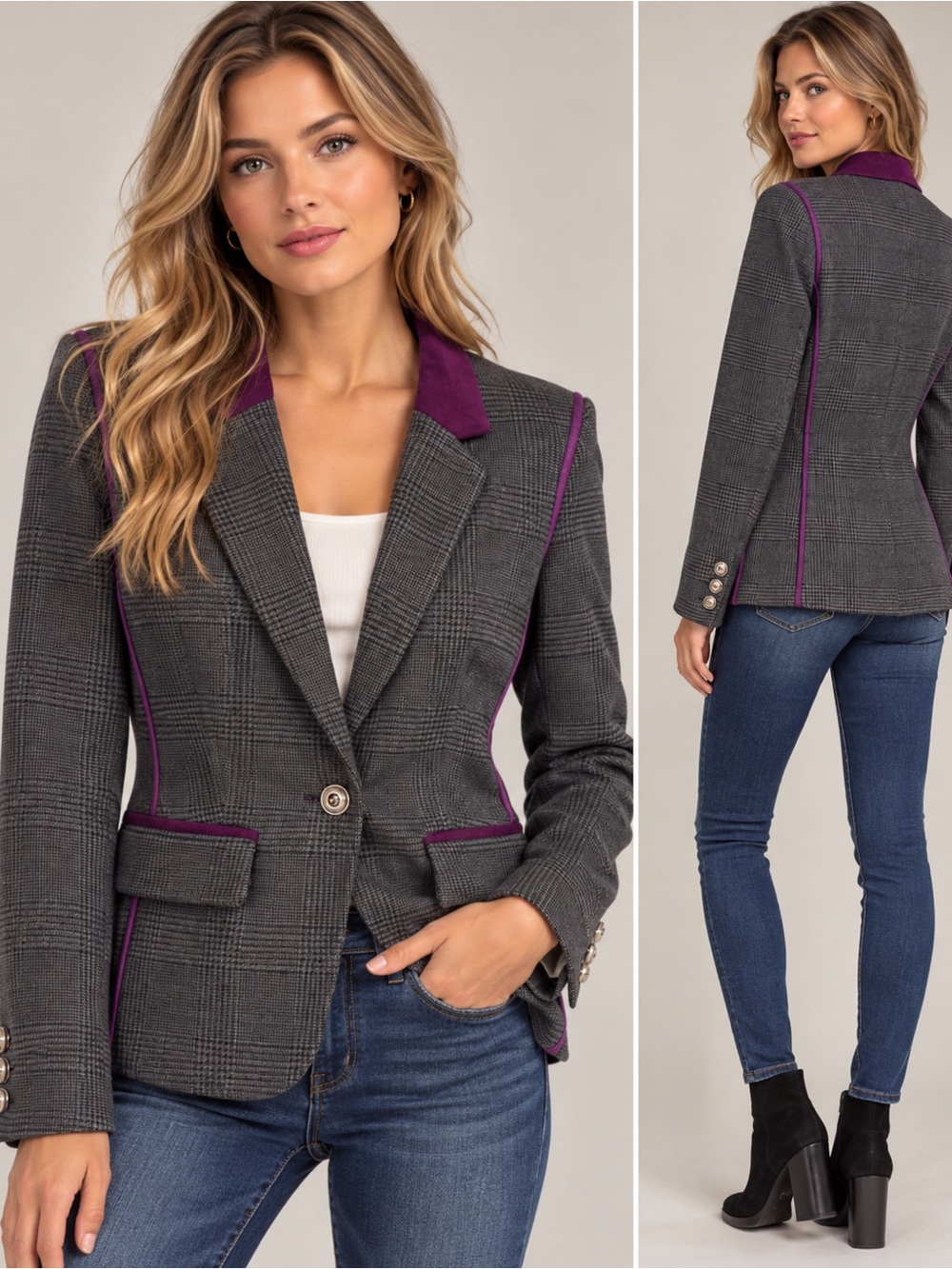 Juicy Couture Small Blazer Jacket Equestrian Style Button Glam Blazer Wool Blend